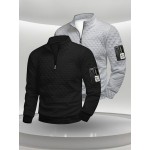 Two-Pack Plus Size Men's Full-Zip Jacket, Half-Zip Front, Elastic Zipper, Half-Zip Casual Coat, Suitable for Gym, Office, Daily Wear - Dark Gray/Black-Dark Gray/Light Gray-Dark Gray/White-Black/White-Black/Light Gray-Light Gray/White Men's Wear 